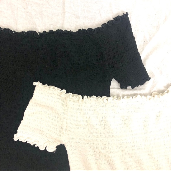 Bundle Black and White Off Shoulder Crop Tops - Picture 7 of 8